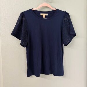 Michael KorsNavy Blue Lace Sleeve Women's Top